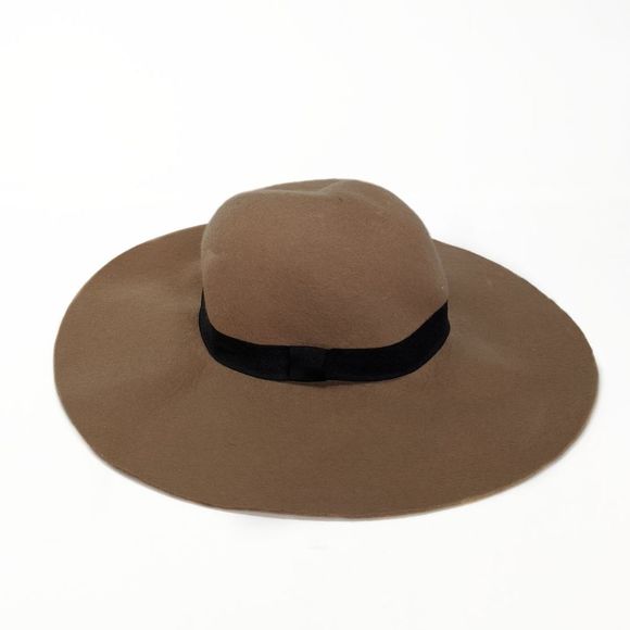 Cotton On Tan 100% Wool Wide Brim Floppy Hat